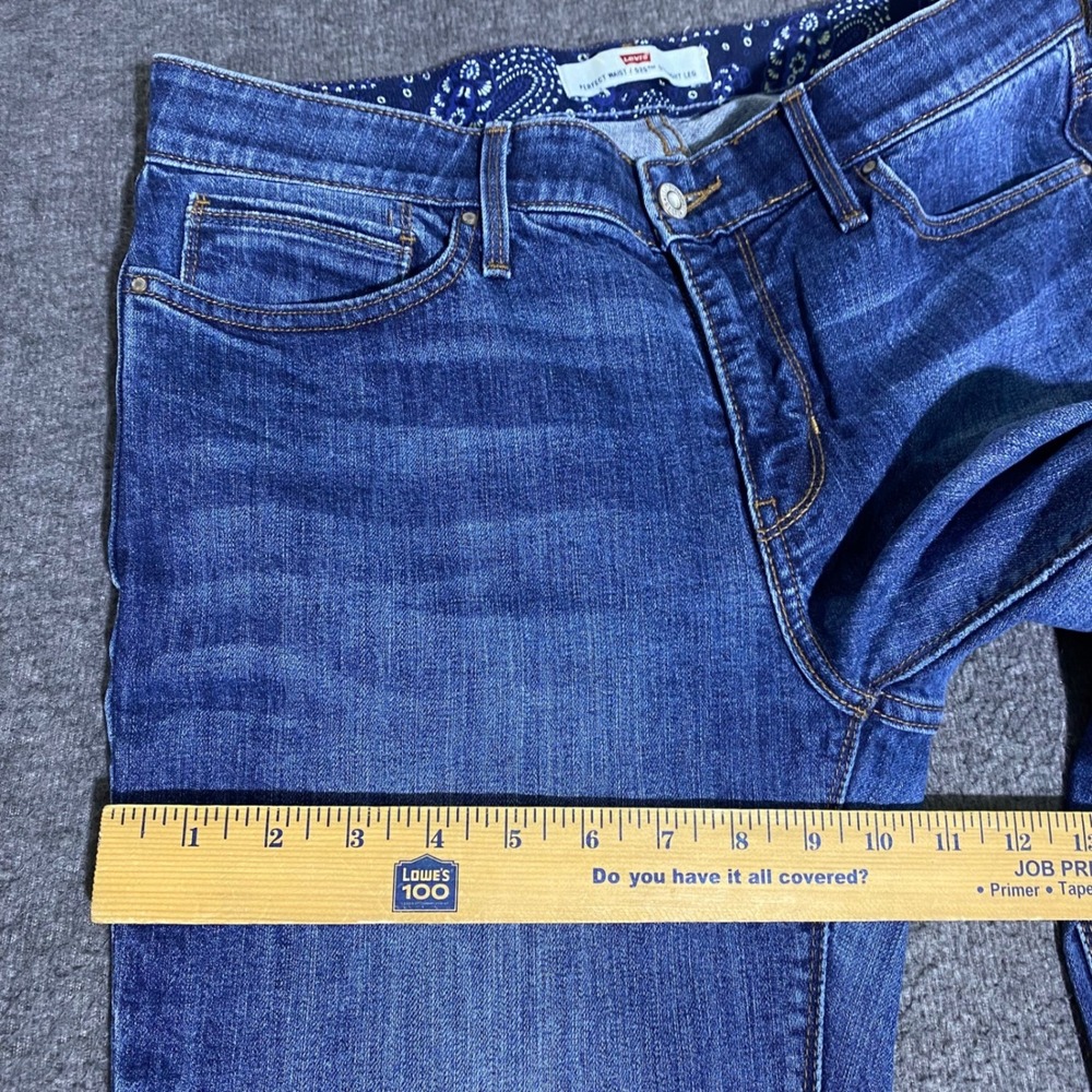 Levis 525 Perfect Waist Straight Leg Jeans Blue Denim 10M 32x31 Mid Rise Paisley - Picture 10 of 12